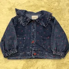 デニムジャケット 120cm フリル付き ハート模様