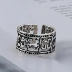 【人気商品】クロス　メンズ　リング　指輪　フリーサイズ　シルバー　ヴィンテージ