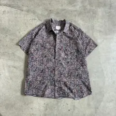 90's vintage 総柄 半袖シャツ ペイズリー柄 コットンリネン