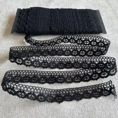 黒トーションレース 花モチーフ 写真の1巻_No.0819
