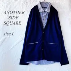 ANOTHER SIDE SQUARE シャツ カーディガン L ネイビー843