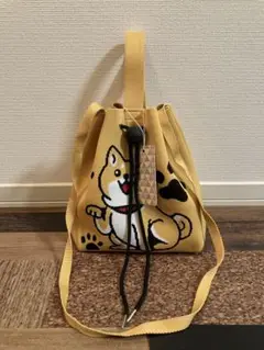 【新品未使用】D.KELLY 柴犬刺繍 巾着ニットバッグ　ショルダーバッグ