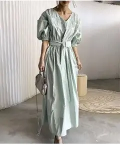 AMERI SHIRRING VOLUME SLEEVE DRESS