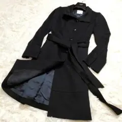 【美品】 カシミヤ100% クミキョク ロングコート ブラック ベルト 2