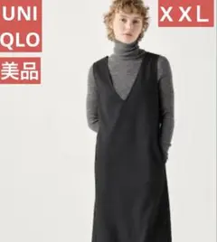UNIQLO ブラッシュドジャージージャンパースカートX XLサイズ　ブラック