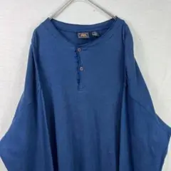 USA古着 90s ヘンリーネック ロンT ネイビー