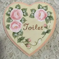 トールペイント作品　薔薇のトイレプレート