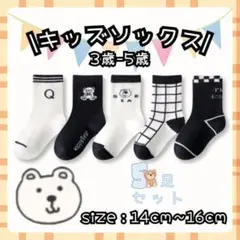 ソックス　キッズ　子供靴下　3～5歳　くま　モノトーン　SK002-M
