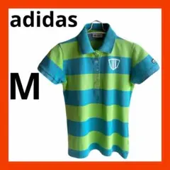 adidas golf アディダス　レディース半袖ポロシャツ　M ブルーグリーン
