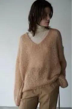 CLANE V NECK LOOSE MOHAIR KNIT TOPS