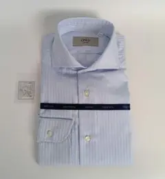 【新品】ONLY イージーケア スリムフィット サックスストライプシャツ 39