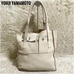 美品⭐️ヨウジヤマモト アシンメトリー トートバッグ レザー オフホワイト