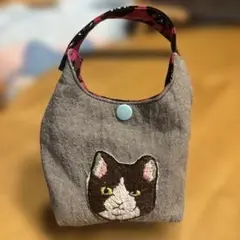 猫刺繍ミニポーチ