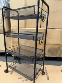 メッシュワゴン キャスター付き メッシュ幅45×奥行26×高さ85cm ブラック