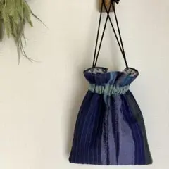 リネン　巾着袋