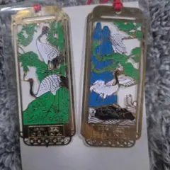 鶴デザイン 金属製しおり 2枚セット
