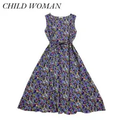 CHILD WOMAN 花柄　ワンピース　シアサッカー　マルチカラー　カラフル