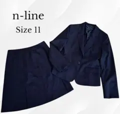 n-line　ビジネススーツ　セットアップ　ウールシルク　ネイビー　ストライプ