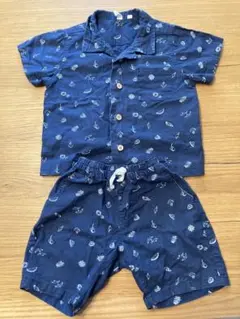 Samansa Mos2 Lagom 半袖 セットアップ ネイビー 100