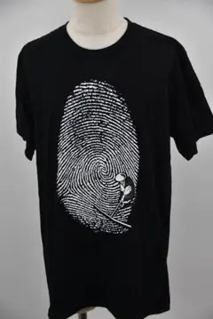 ◆おもしろTシャツ◆パロディーTシャツ◆指紋×石庭◆黒◆特大サイズ　XXL