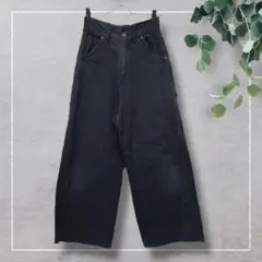 【ラコレ】ハイウエストコットンワイドパンツ(M)綿100% ウエスト後ゴム