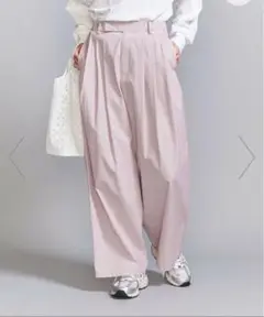 【新品未使タグ付】完売品　コットンナイロン ワイドタックパンツ -ウォッシャブル