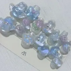 ブルー系 ボンボンドロップシールネイル
