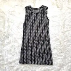 (b60)美品FENDIレディースノースリーブパイル地ワンピース　44サイズ b60)美品FENDIレディースノースリーブパイル地ワンピース 44サイズ