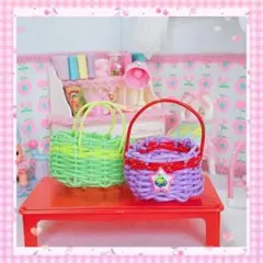 ♥昭和レトロカゴバック【紫＆グリーン⠀】2個セット♥