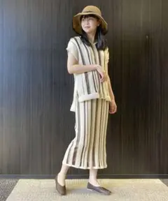 （美品）コムサ ストライプ柄セットアップ