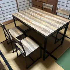 木目調ダイニングテーブルセット　直接引き取り限定