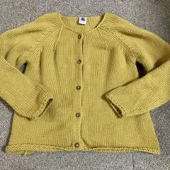 プチバトー からし色 ウール100% カーディガン