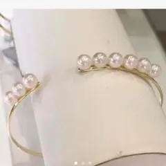 18金綺麗なアコヤパールバングル値下げ！