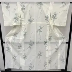 夏着物 小紋 絽 美しいデザイン 化繊 i-3494