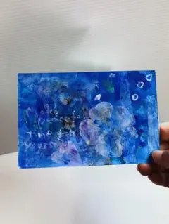 抽象画　コラージュ　アート　原画　ポストカードサイズ