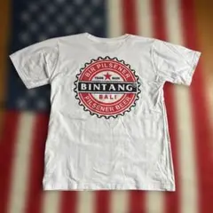 BINTANG BEER 両面 染み込み プリント Tシャツ L ホワイト