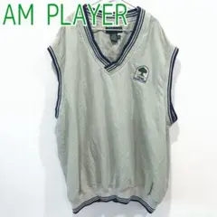 AM PLAYER ヴィンテージ 刺繍ロゴ オーバーサイズ ナイロン ベスト