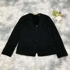LES MUES レミュー (M) ノーカラージャケット ビジネス ウール混