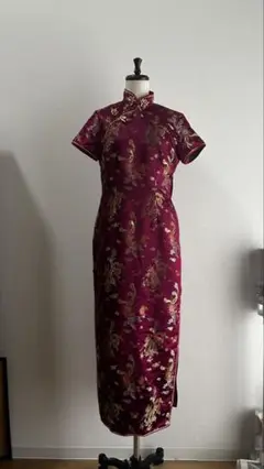 花柄刺繍 ローズピンク　 チャイナドレス