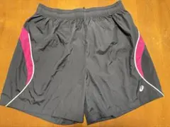 アシックス 陸上用パンツ Lサイズ 黒/ピンク　レディースL