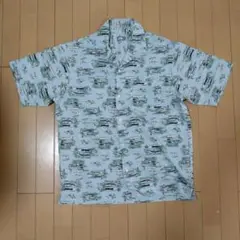 THE NORTH FACE 半袖シャツ L 水色 風景プリント