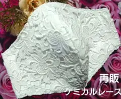 Ｎｏ．2177 ホワイト花柄ケミカルレース♡ハンドメイドマスク