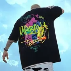 3XL ビッグロゴ Tシャツ メンズ ブラック ビッグシルエット カジュアル