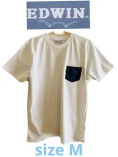 EDWIN ホワイト Tシャツ デニムポケットsize M