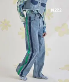 【値下げ】miette ミエット サイドラインデニムワイドパンツ