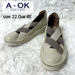 【未使用品】A−OK レザーコンフォートフラットシューズ 22cm 4E