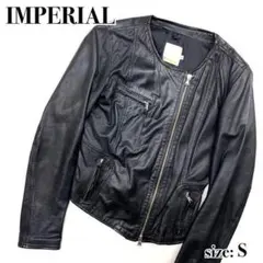 良品『IMPERIAL』本革 イタリア製 ヤギ革 ノーカラー レザー ジャケット