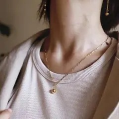 ajiro ゴールドボール ネックレス ステンレス