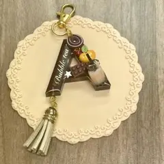 カフェタイム　スイーツデコ アルファベットAキーホルダー