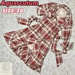 【流通極少】Aquascutum リボン•フリルデザインチェックトレンチコート